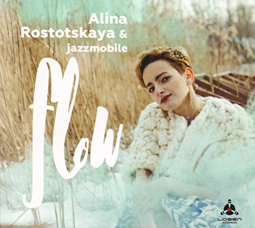 CD cover featuring Alina Rostotskaya with “Flow” title and wintry background.
