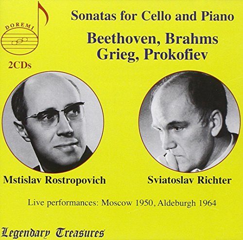 CD cover with yellow background featuring portraits of Mstislav Rostropovich and Sviatoslav Richter.