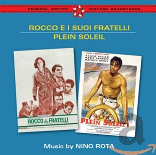 Blue soundtrack cover with two movie posters and red banner at the top.