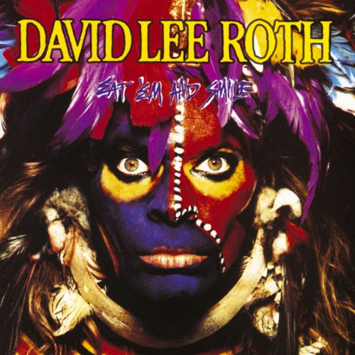 David Lee Roth album cover: face paint, feathers, and intense gaze.