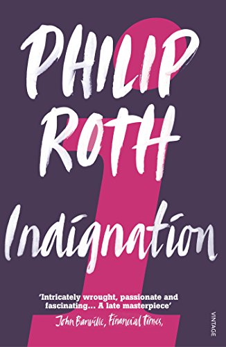 Book cover for "Indignation" by Philip Roth, with red and white text.