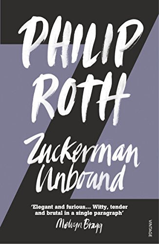 Book cover for "Zuckerman Unbound" by Philip Roth, white text on dark background.