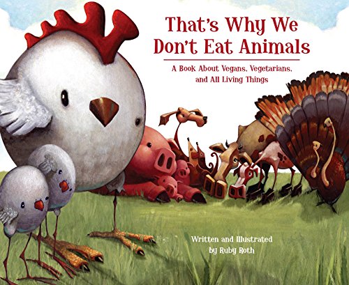 Book cover with illustrated animals—chickens, pigs, cows, turkeys—in a field.