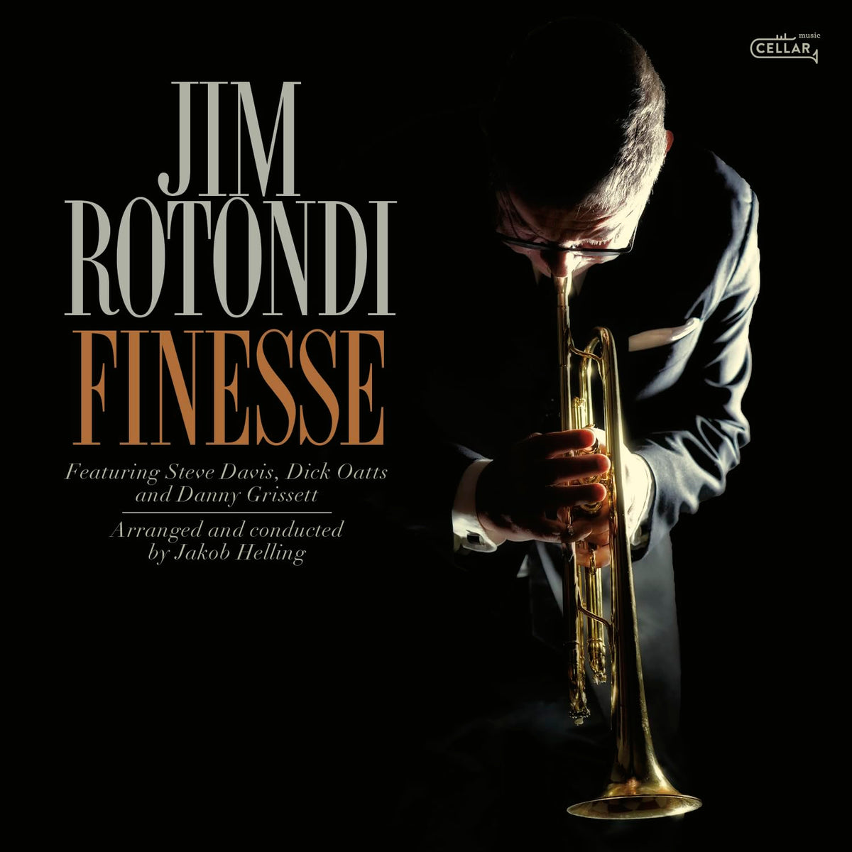 Album cover for Jim Rotondi’s “Finesse” featuring a trumpeter in profile.
