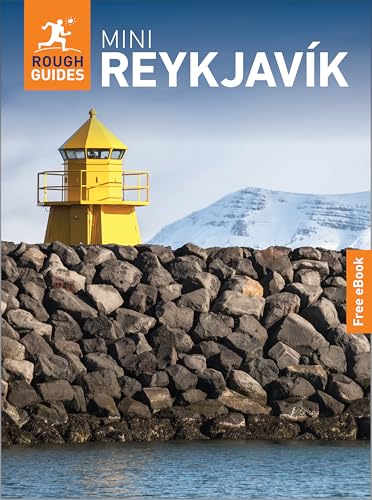 Rough Guides Mini Reykjavík travel guide cover featuring a yellow lighthouse and rocky shoreline.