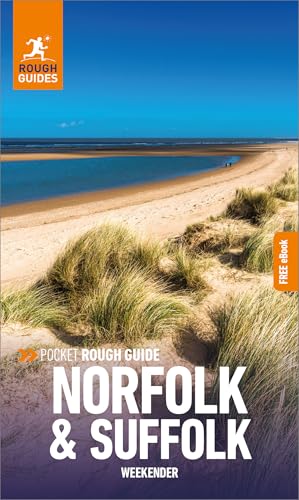 Travel guide cover for Norfolk & Suffolk with a beach scene.
