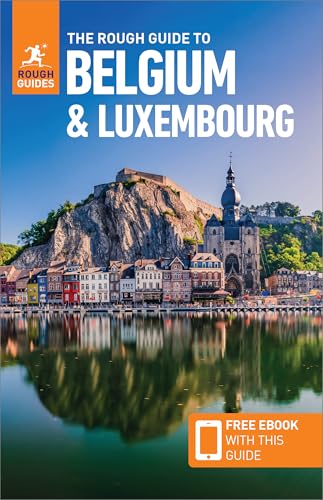 The Rough Guide to Belgium & Luxembourg travel book cover with a riverside town view.
