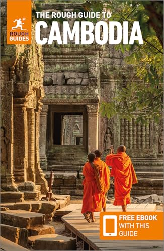 Travel guide cover featuring monks at an ancient Cambodian temple.