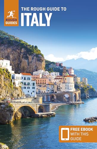 The Rough Guide to Italy book cover featuring a coastal town overlooking the sea.