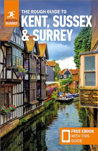 Book cover showing half-timbered buildings along a canal in Kent, Sussex, and Surrey.