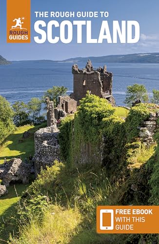The Rough Guide to Scotland book cover featuring a stone castle ruin overlooking water.