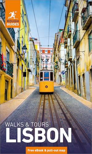 Rough Guides Lisbon travel book cover featuring a yellow tram on a street.