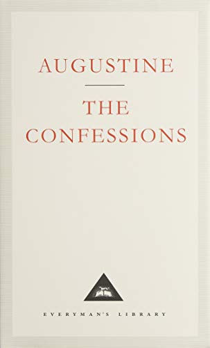Book cover with red text reading "Augustine The Confessions" and a triangle logo.