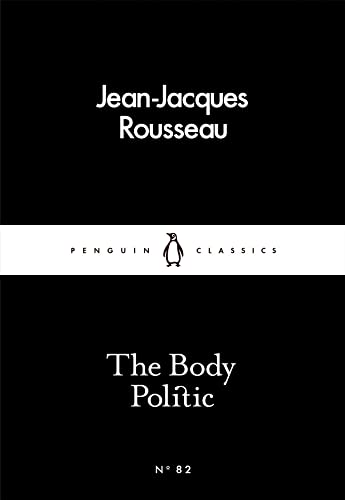Black book cover with white text: “The Body Politic” by Rousseau.
