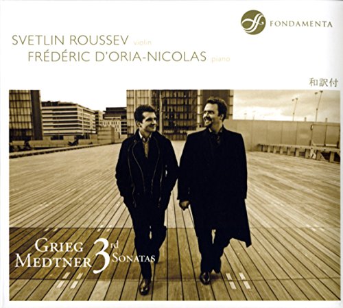 CD cover featuring two men and text: "Grieg 3rd Sonatas.