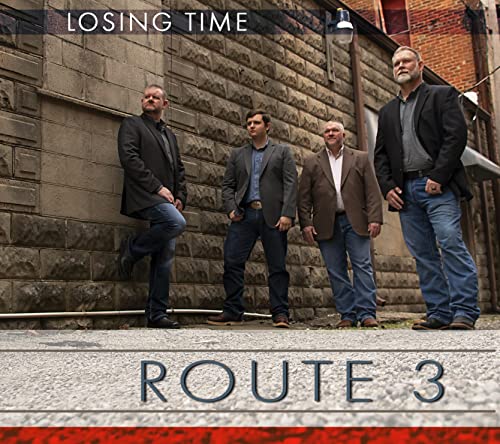 CD cover for Route 3’s “Losing Time” featuring four men in casual attire.