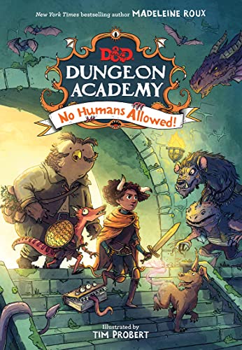 Book cover featuring a child and fantastical creatures at a stone archway.