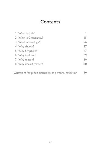 The table of contents page for Discovering Christianity listing eight chapters and page numbers.