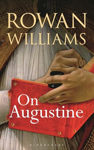 Book cover for “On Augustine” by Rowan Williams, featuring hands on a book.