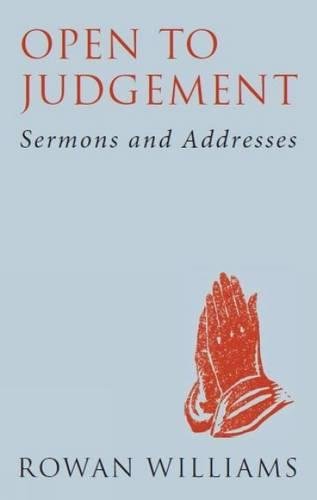 Book cover: "Open to Judgement" by Rowan Williams, with praying hands.