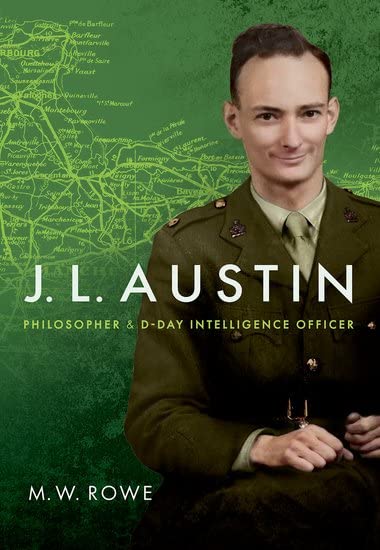Book cover featuring J.L. Austin in military uniform, with a map background.