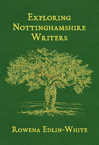 Green book cover with tree illustration and title "Exploring Nottinghamshire Writers".