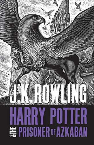Book cover featuring a black and white illustration of a hippogriff and a castle.