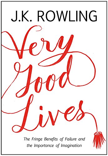 Book cover with red cursive title "Very Good Lives" and a paintbrush.