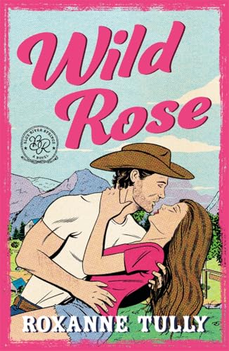 Book cover: couple embracing, cowboy hat, mountains, pink and blue tones.