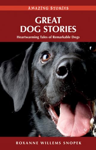 Book cover titled Great Dog Stories featuring a close-up of a black dog.