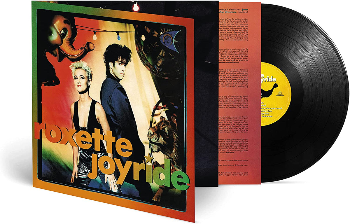 Roxette Joyride vinyl record set with album cover, inner sleeve, and black vinyl disc.