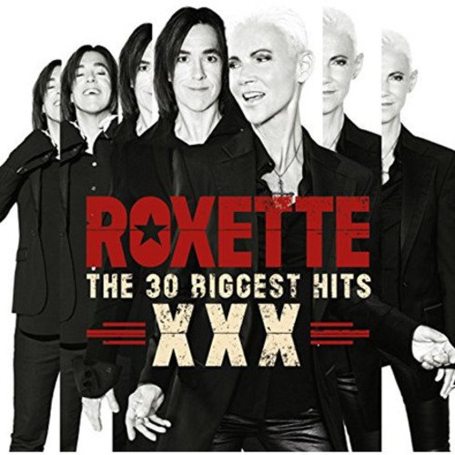 "Roxette album cover featuring multiple images of the band members in black attire."