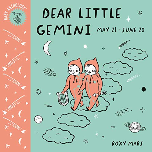 Book cover with illustration of twin babies and celestial motifs.