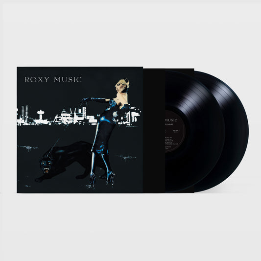 Roxy Music “For Your Pleasure” vinyl record with cover art and black discs.