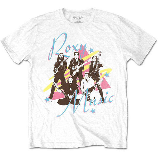 Roxy Music t-shirt, large size, featuring guitar imagery, black color.
