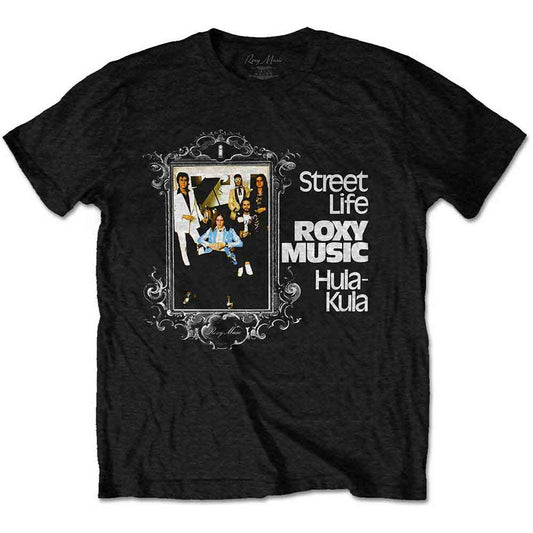 Roxy Music t-shirt, black, featuring album art from “Street Life” on the front.