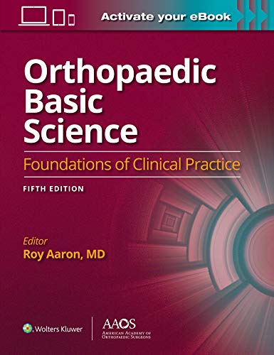 Book cover: "Orthopaedic Basic Science," fifth edition, red and white text.