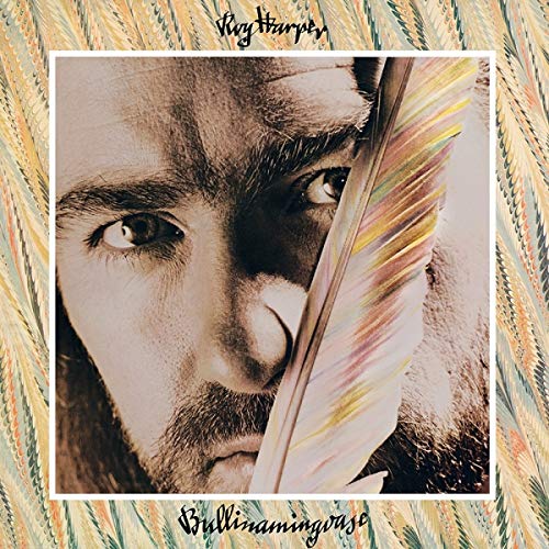 Album cover featuring a man's face with a feather over his mouth.