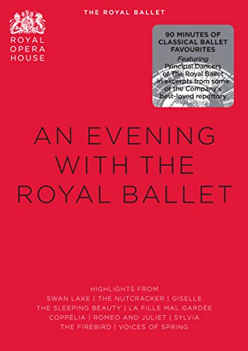 Red DVD cover for “Royal Ballet An Evening With The,” featuring text and logos.
