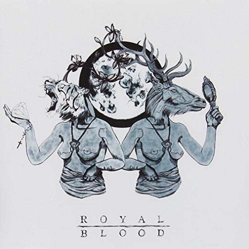 Two humanoid figures with animal heads, a lion and a deer, on white background.