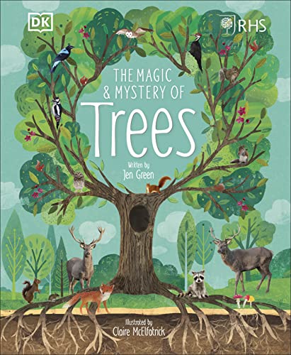Book cover featuring a large tree with animals and birds against a green background.