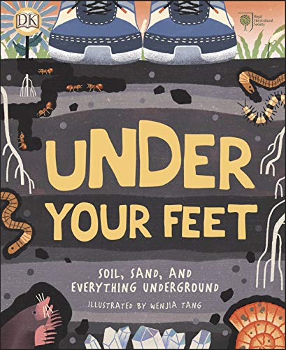 Book cover: illustrated shoes above soil, worms, and underground creatures.