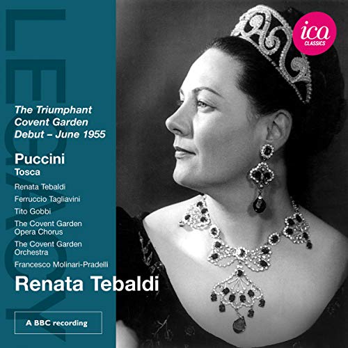 CD cover: Renata Tebaldi in opera costume with jewelry and tiara.