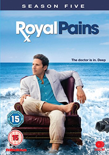 Royal Pains" Season 5 DVD cover featuring Mark Feuerstein by the ocean.