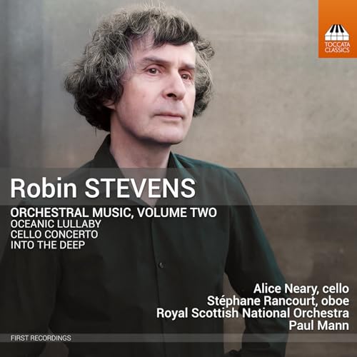 CD cover featuring composer Robin Stevens, orchestral music details, and performers.