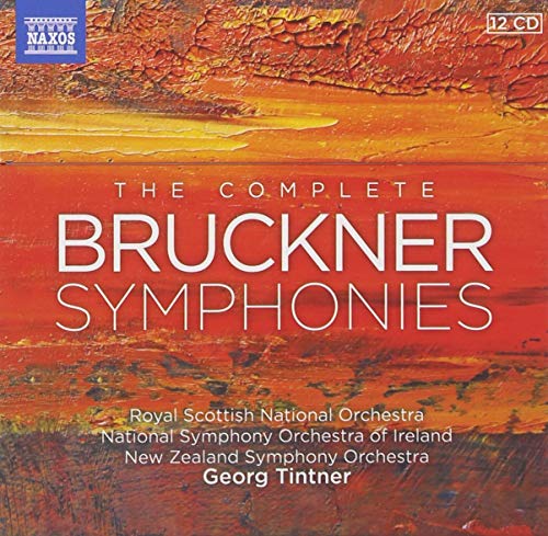 CD case for Bruckner symphonies, featuring an abstract orange landscape.