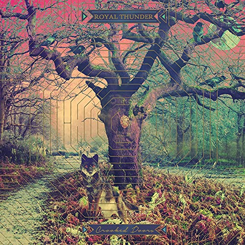 “Crooked Doors” CD cover: tree, wolves, and geometric grid in a forest.