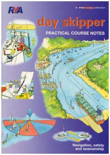 Colourful sailing book cover with boats, compass and navigation images on purple background.