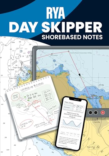 Cover of RYA Day Skipper Shorebased Notes featuring a nautical chart, notepad, and smartphone.