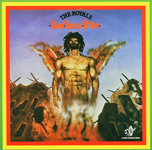 Album cover: man with wings rising from barbed wire, fiery background.